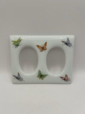 Limoges France Butterflies Porcelain Double Oval Picture Frame 2 Photos Cottage